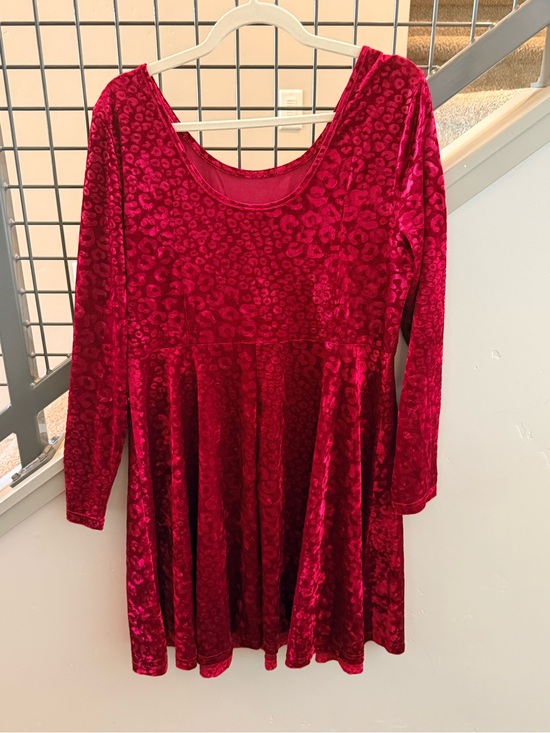 Kormei Dresses & Skirts - Velvet Red Scoop Neck Babydoll Dress